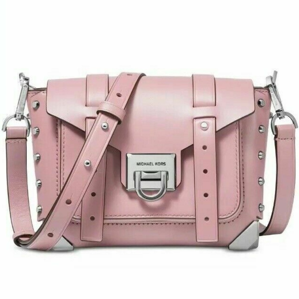 NWT Michael Kors Manhattan Leather Crossbody Pale Lilac/Silver Original Packagin
